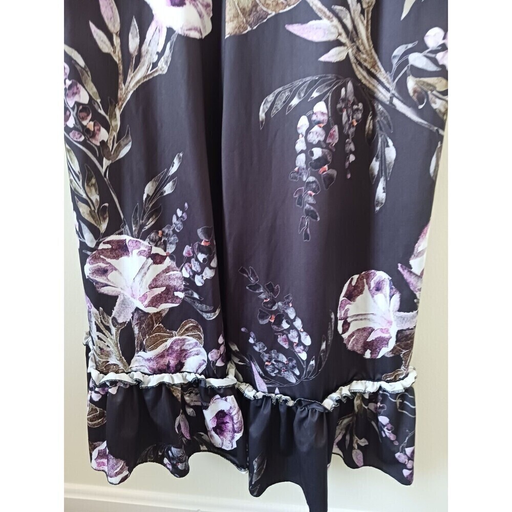 Boohoo Womens Purple White Floral Jumpsuit Spaghetti Strap Wide Leg Ruffle 10 - Picture 5 of 6